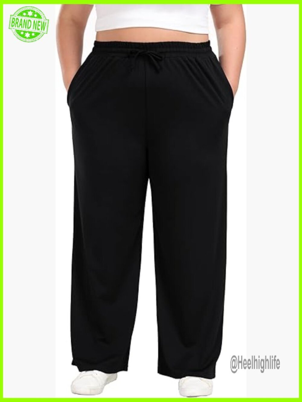 Plus Size Wide Leg Lounge Pants with Pockets Stretchy Casual